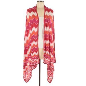 Bcbgmaxazria pink/orange/ivory chevron knit open cardigan